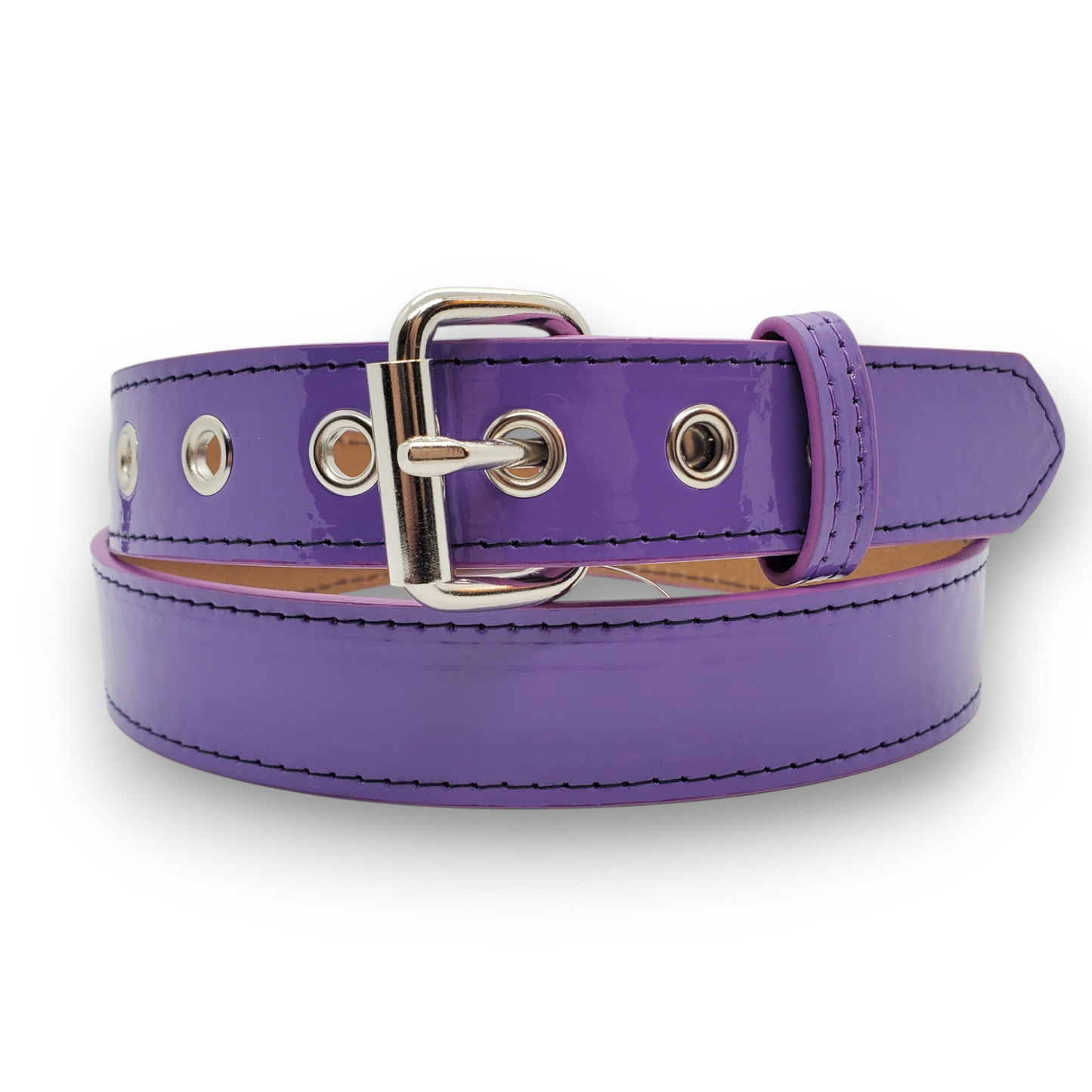 Funk Plus | 1 1/4" Plain Vegan Leather Belt - Shiny Purple