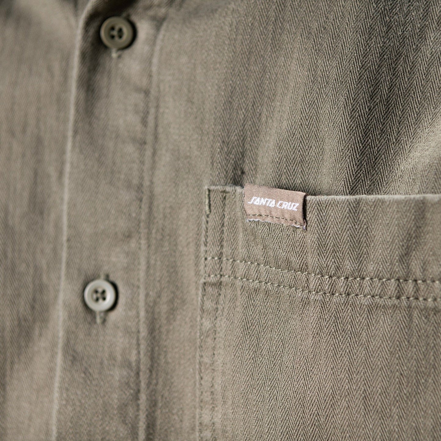 Santa Cruz | Bowman Herringbone Button Up - Olive Drab Green