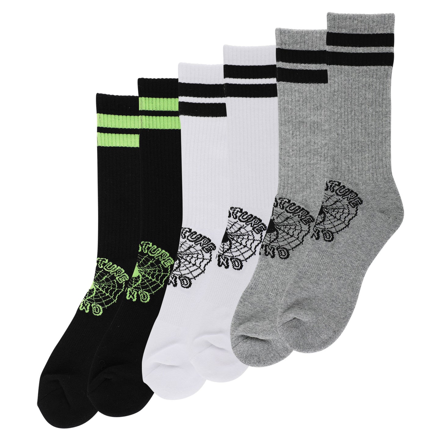 Creature | Web Classic Crew Socks 3-Pack - Black/White/Grey