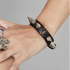Funk Plus | Leather Cone Spike Buckle Bracelet