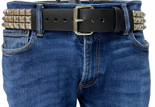 Funk Plus | 3 Row Pyramid Stud Leather Belt