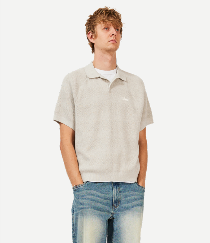 Dime | Cable Knit Polo shirt - Oatmeal