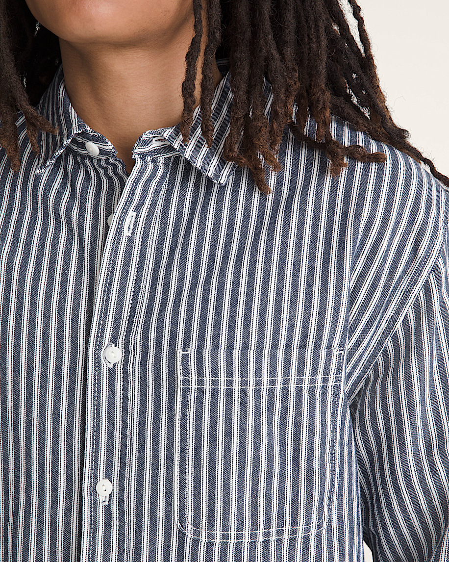 Vans | Lawson Work Stripe Long Sleeve Shirt - Parisian Night Blue