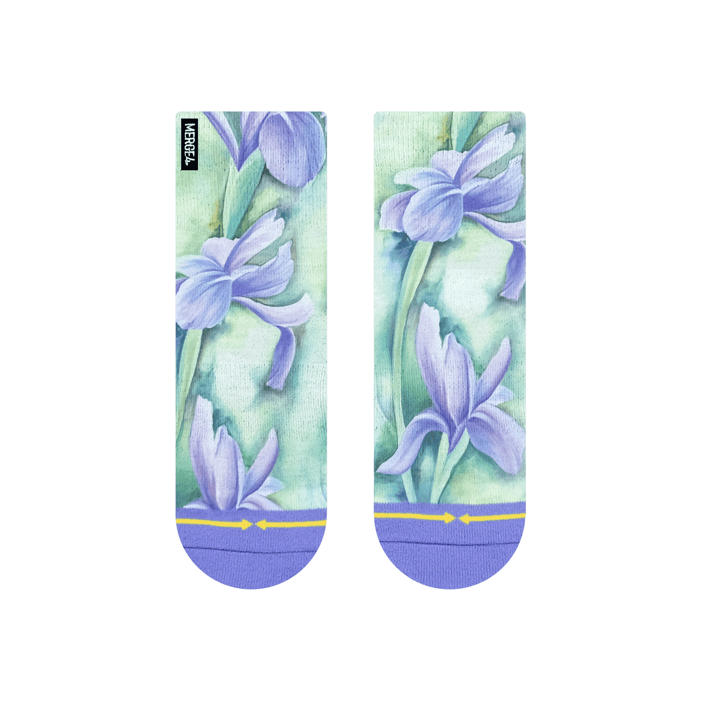 Merge 4 | Irises Women's Quarter Crew Socks With Art By Maia Negre (Womens 5.5 - 10)