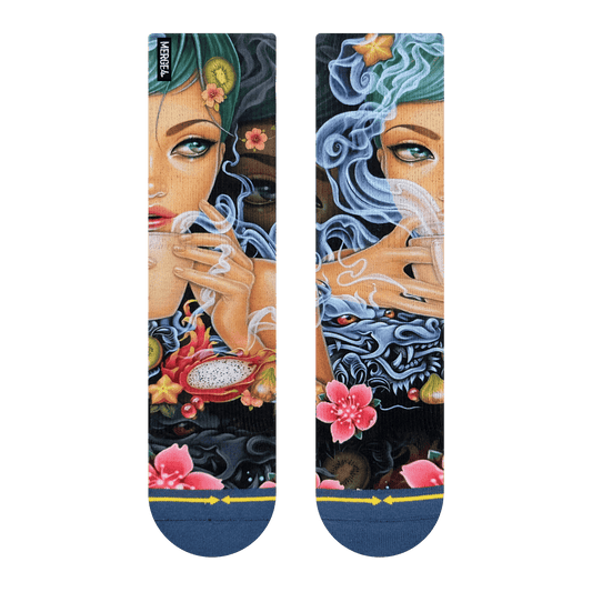Dragon Tea Crew Socks With Art By Caia Koopman (Womens 5.5 - 10)