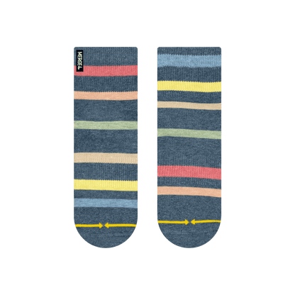 Rhythm Stripe Plant Dye Quarter Crew Socks (Large)