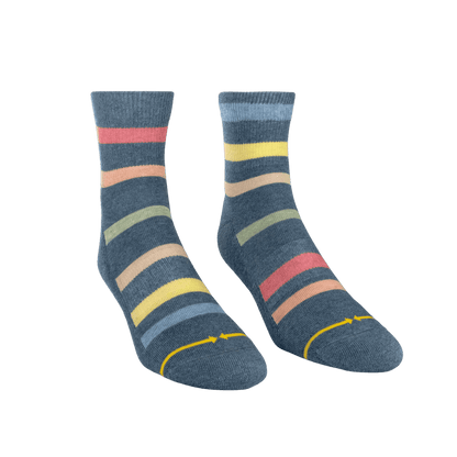Rhythm Stripe Plant Dye Quarter Crew Socks (Large)
