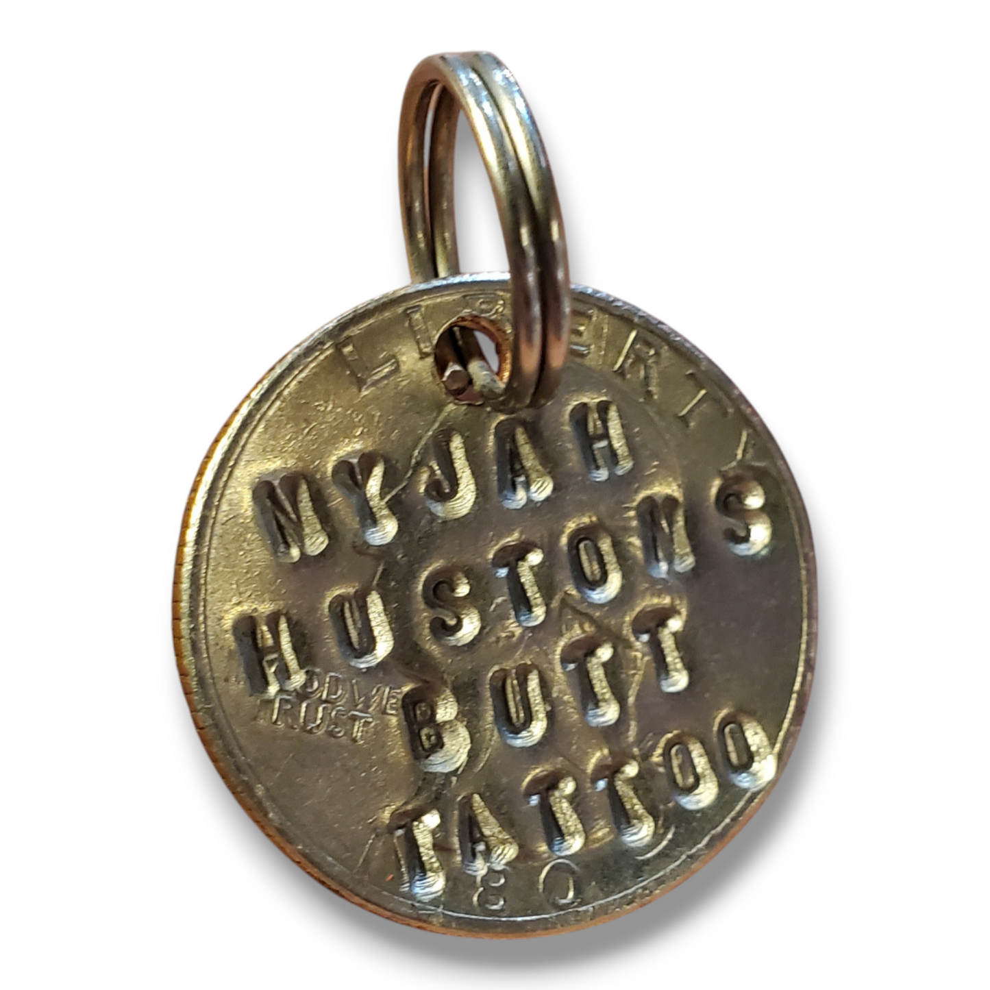 Nyjah Hustons Butt Tattoo Quarter Keychain