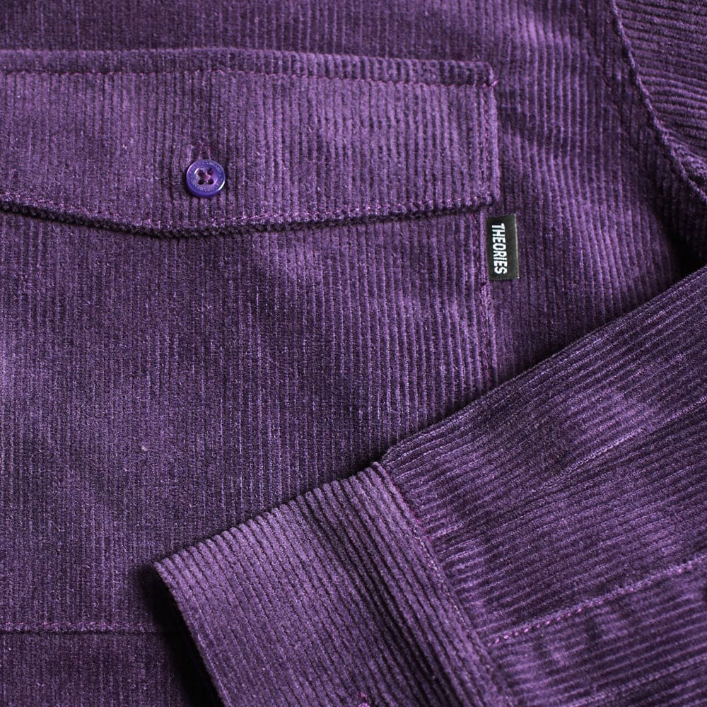 Theories | Winston Button Up Corduroy Shirt - Eggplant