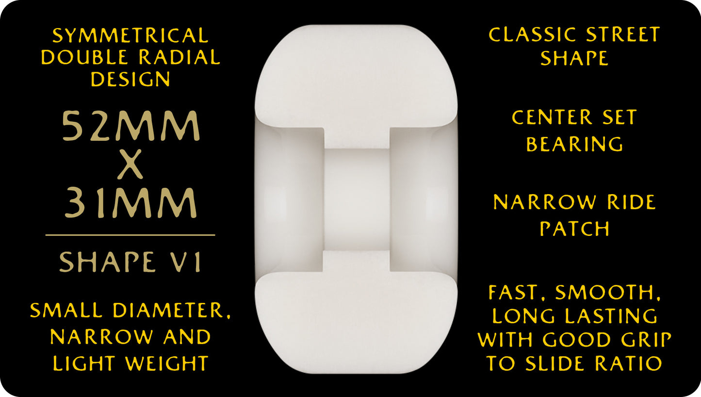 Powell Peralta | 52mm/95a/31mm Wide Dragon Formula V1 Wheels - White/Yellow