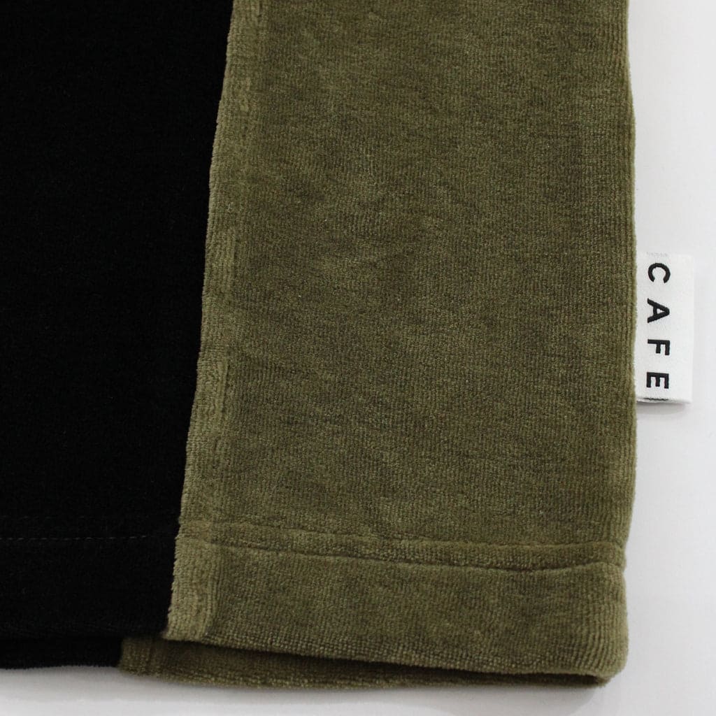 Cafe | Velour Stripe Full Zip Shirt - Olive/Black