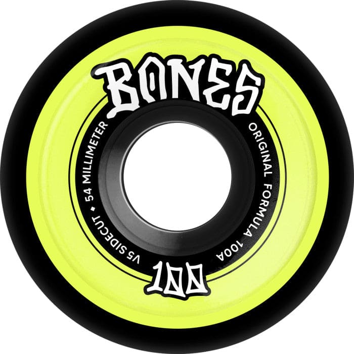 Bones | 100's - 54mm/100a V5 Sidecuts - Originals Black/Yellow