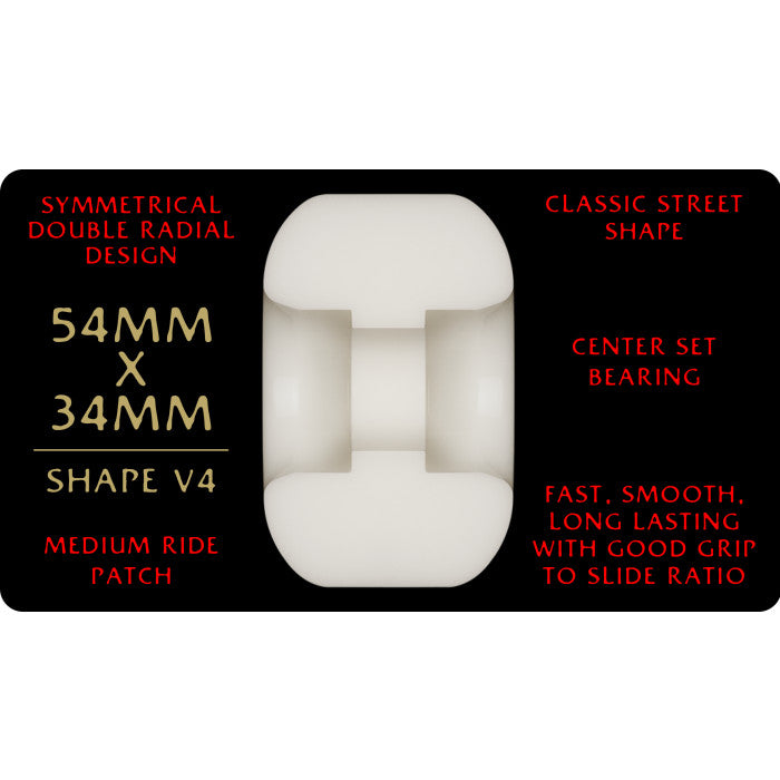 Powell Peralta | 54mm/93a 34mm Wide Dragon Formula V4 Wheels - White/Red