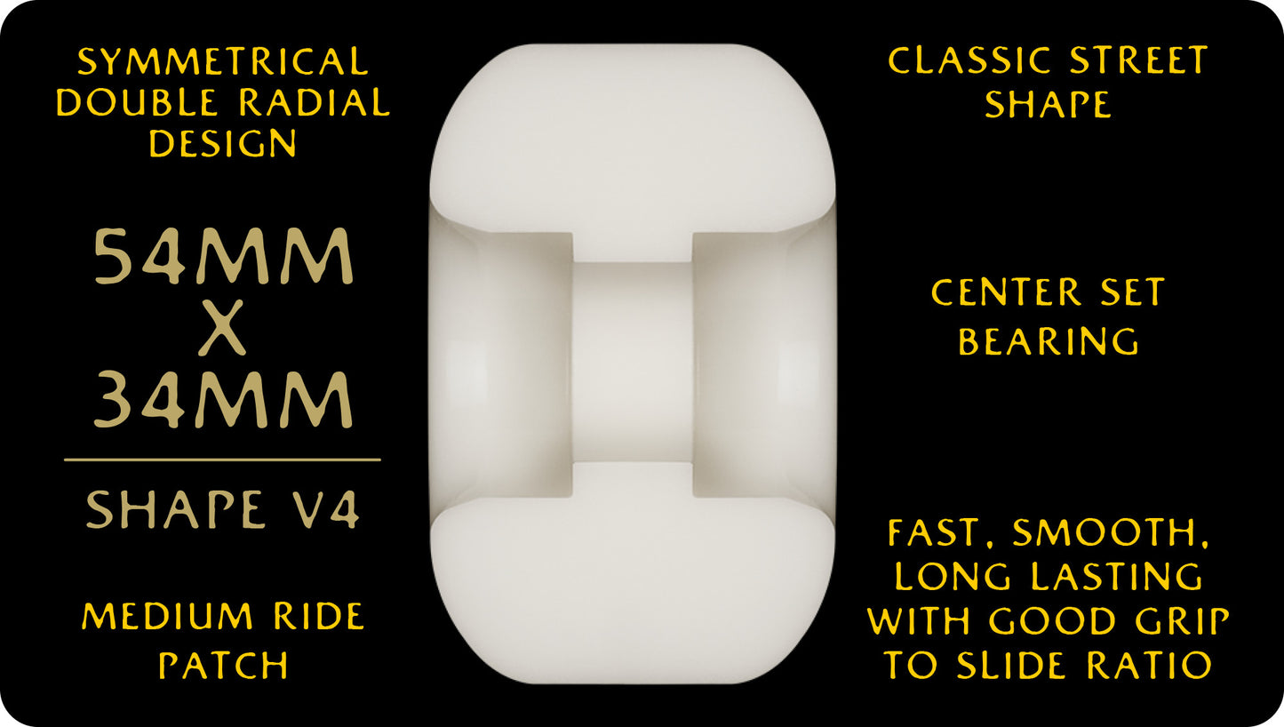 Powell Peralta | 54mm/95a/34mm Wide Dragon Formula V4 Wheels - White/Yellow