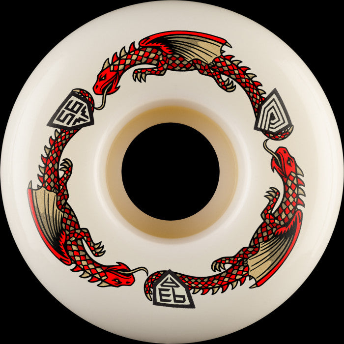 Powell Peralta | 56mm/93a 36mm Wide Dragon Formula V7 Skateboard Wheels - White/Red