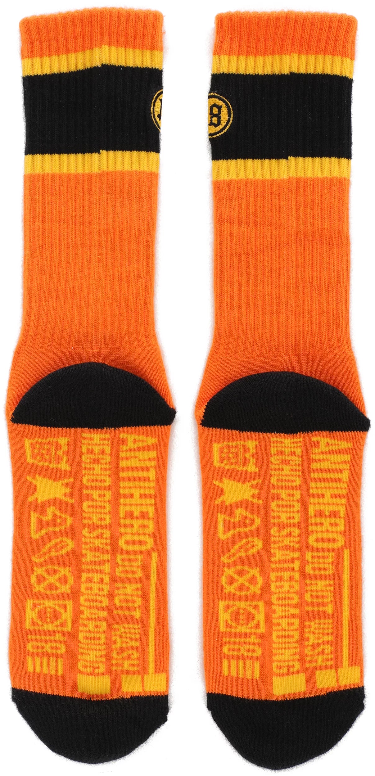 Anti-Hero | Hecho Por Skate EMB Crew Socks - Orange/Yellow/Black