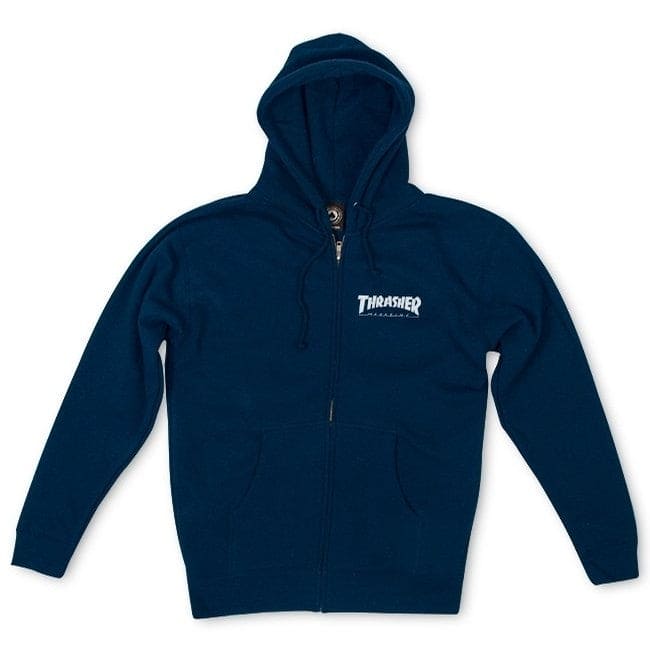 Thrasher | Thrasher Magazine Logo Zip Up Hoodie - Navy Blue (Almost Black?!)