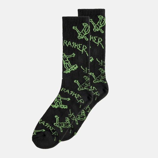 Thrasher | Gonz Logo Crew Socks - Black/Green