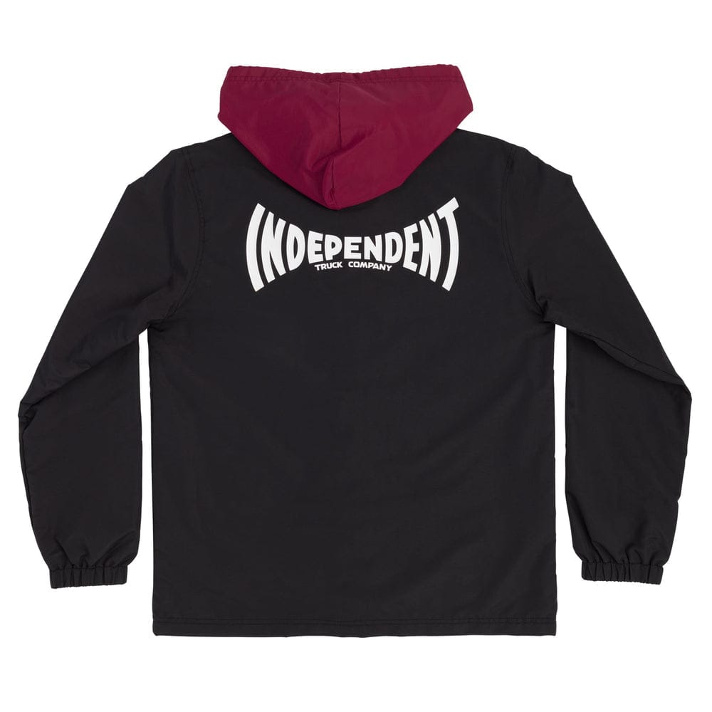 Independent | Span Hooded Windbreaker Jacket - Black/Burgundy