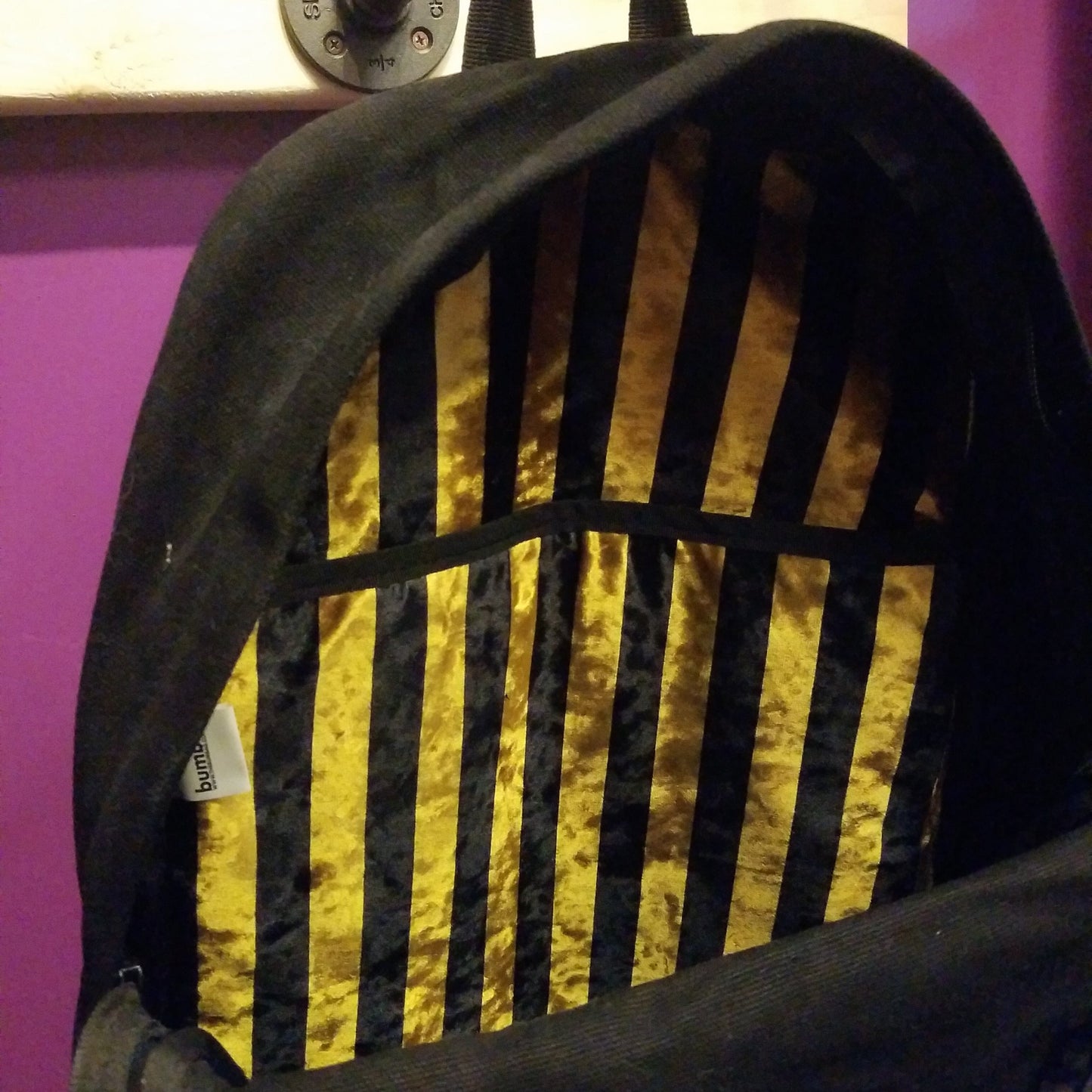 Bumbag | Black - Black/Yellow Striped Inside Backpack