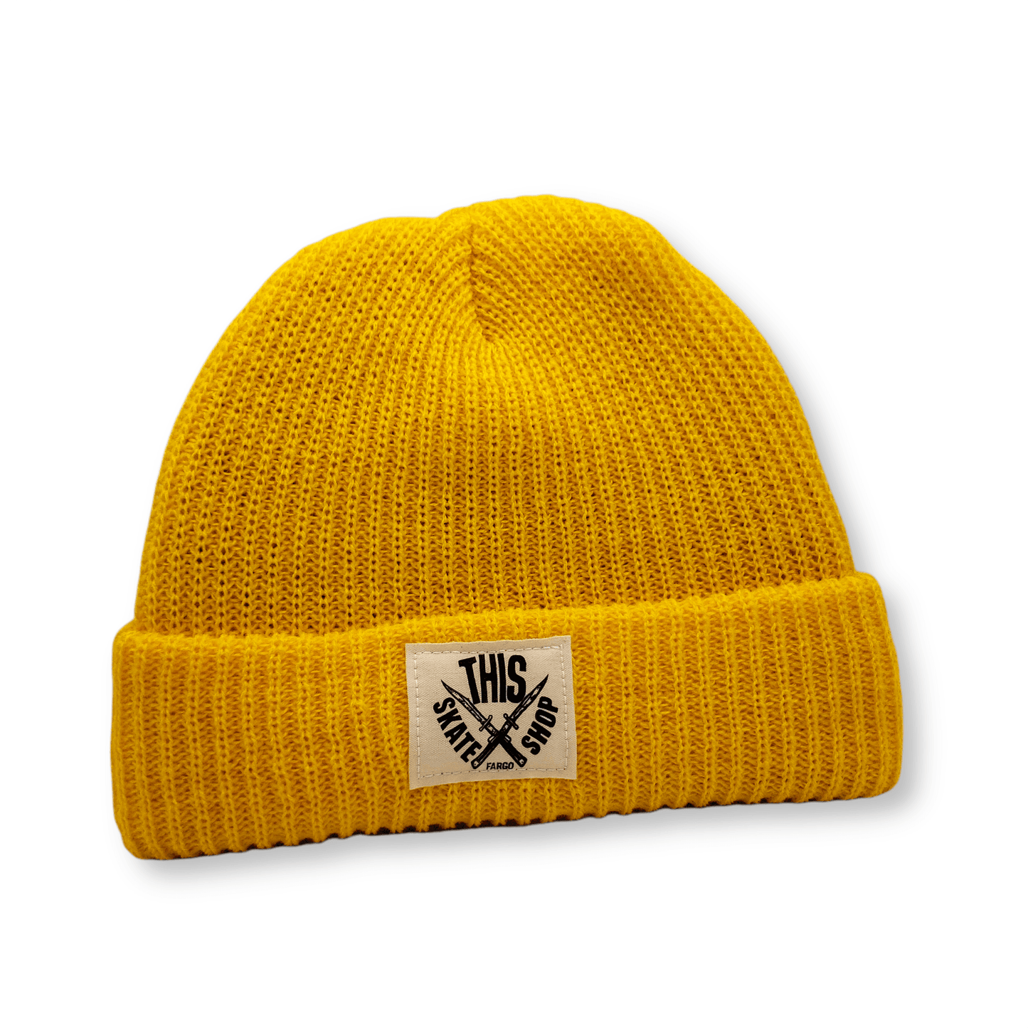 THIS Skateshop | Knit Beanie - Yellow/White Patch