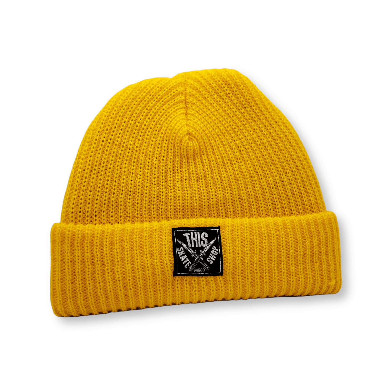 THIS Skateshop | Knit Beanie - Yellow/Black Patch