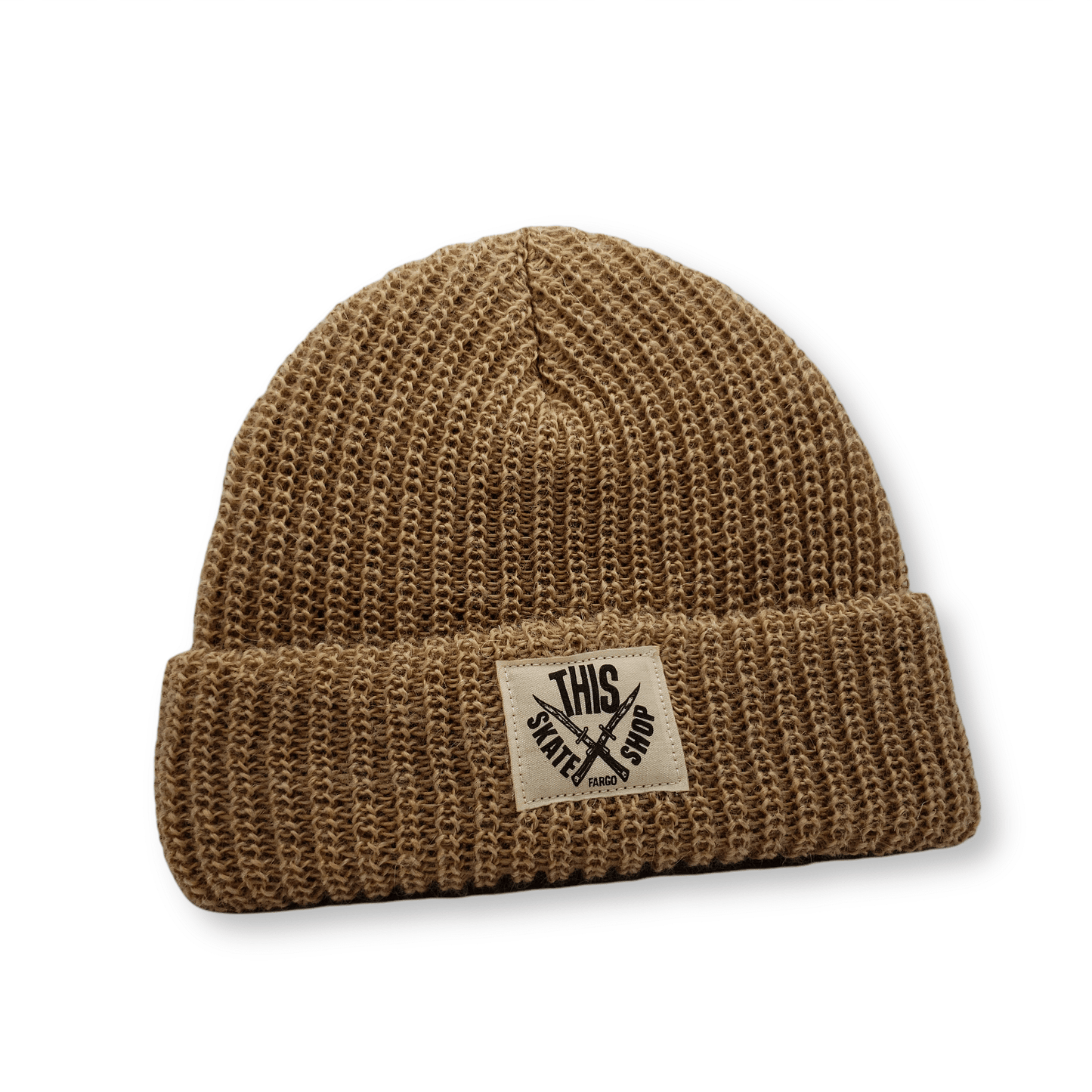 THIS Skateshop | Knit Beanie - Mohair Khaki/White Patch