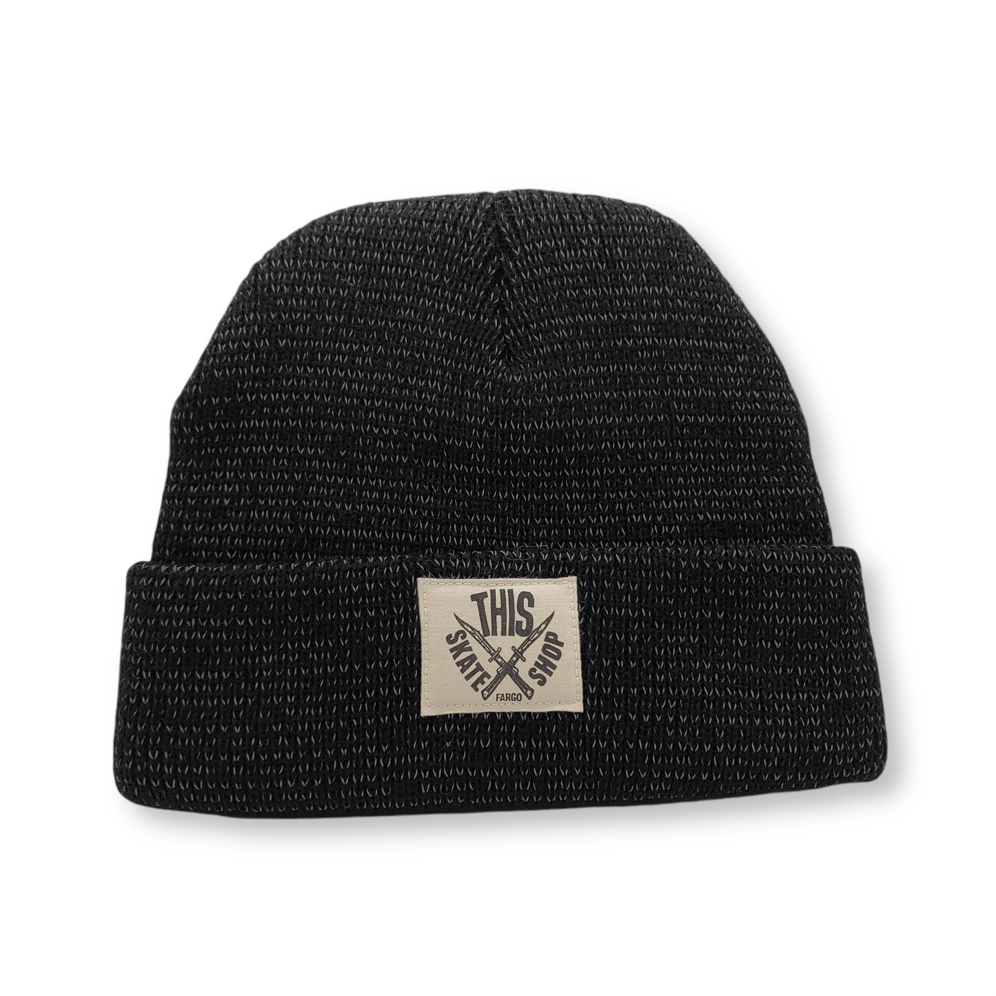 THIS Skateshop | Knit Beanie - Reflective Black/White Patch