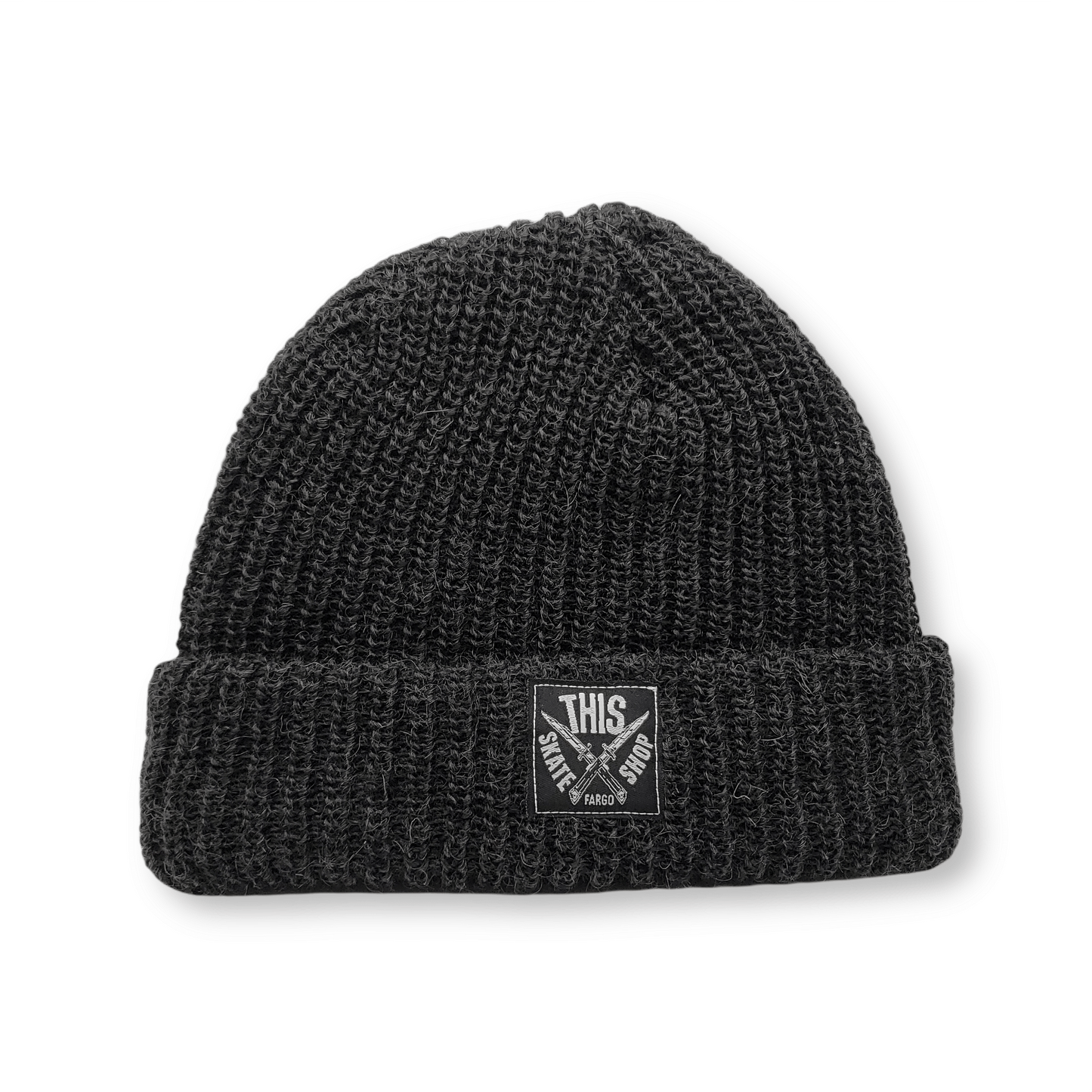 THIS Skateshop | Knit Beanie - Mohair Charcoal/Black Patch