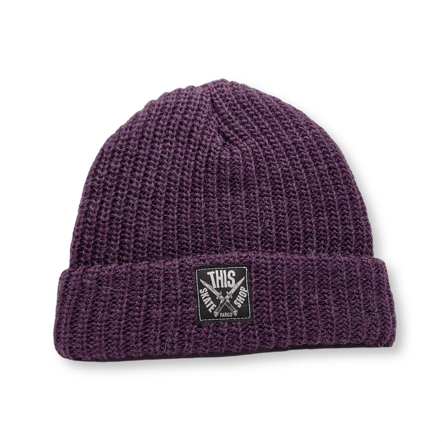 THIS Skateshop | Knit Beanie - Mohair Purple/Black Patch