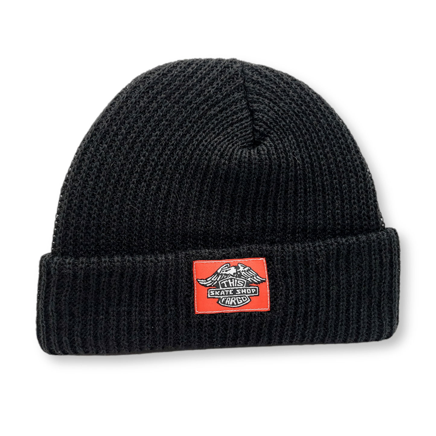THIS Skateshop | Knit Beanie - Black/Dirty Bird Patch