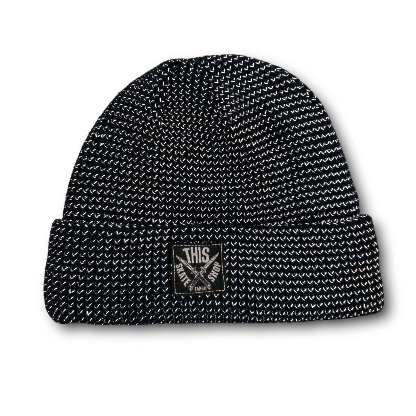 THIS Skateshop | Knit Beanie - Reflective Navy/Black Patch