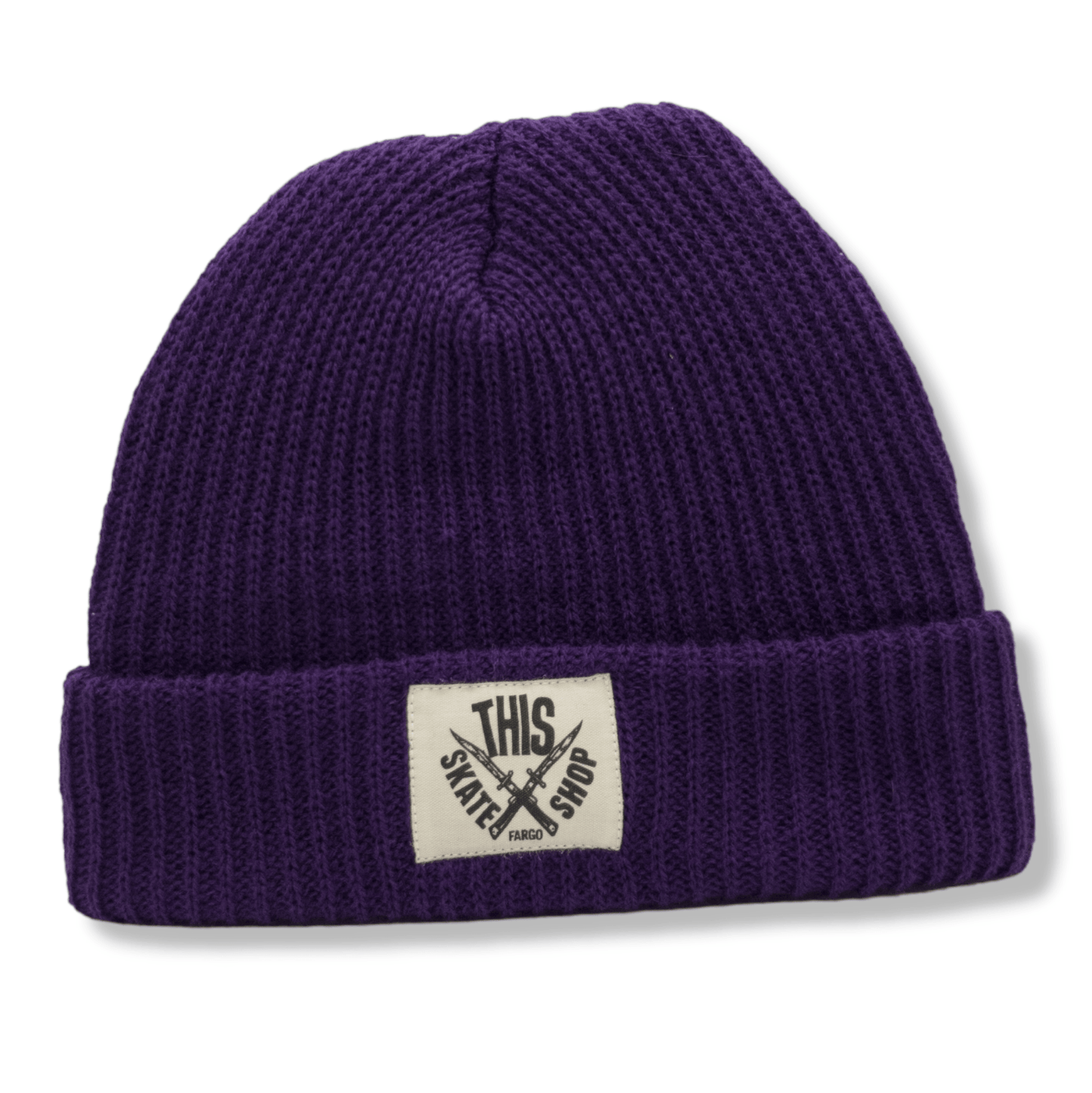 THIS Skateshop | Knit Beanie - Purple / White Patch