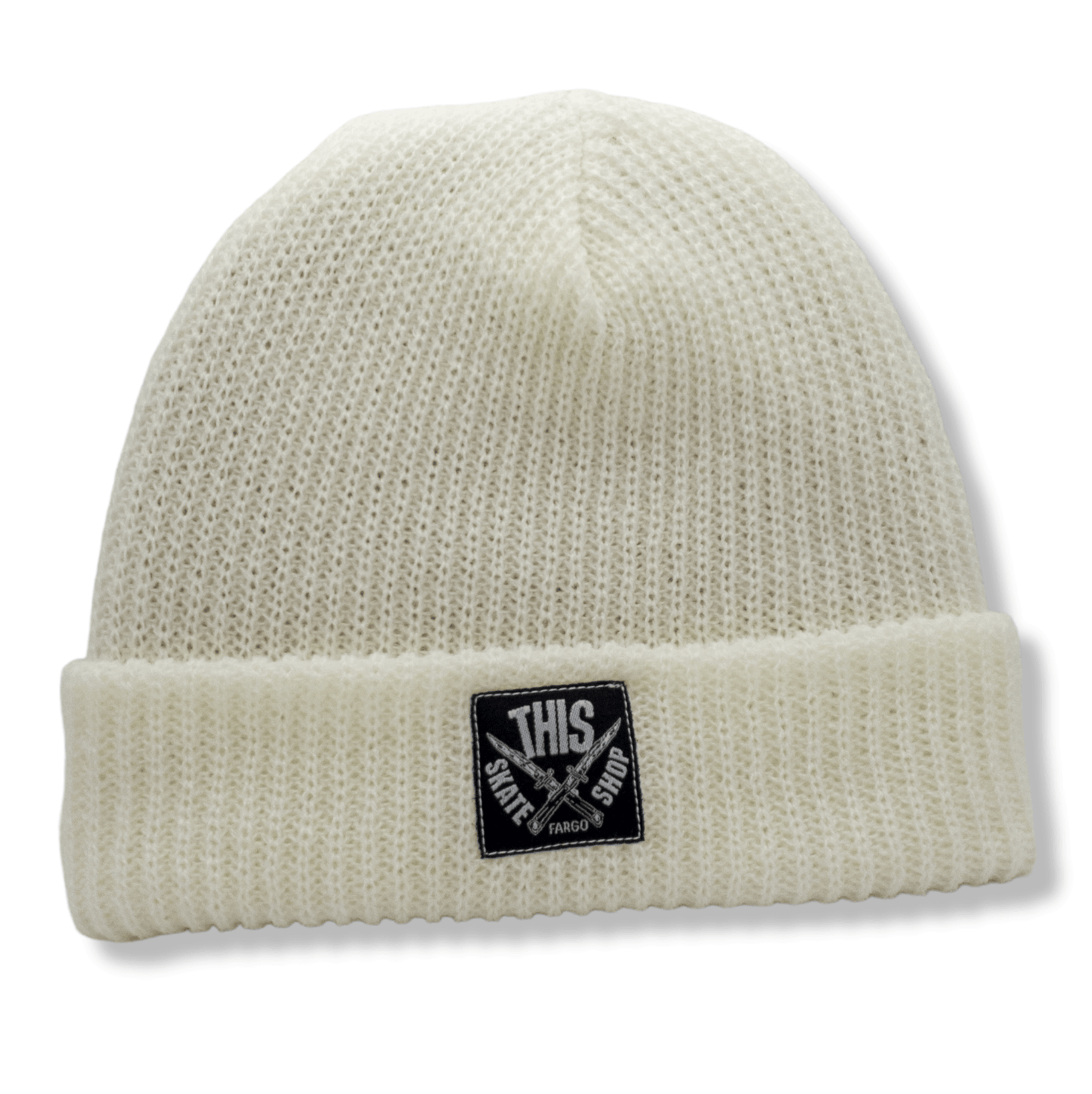 THIS Skateshop | Knit Beanie - Natural / Black Patch