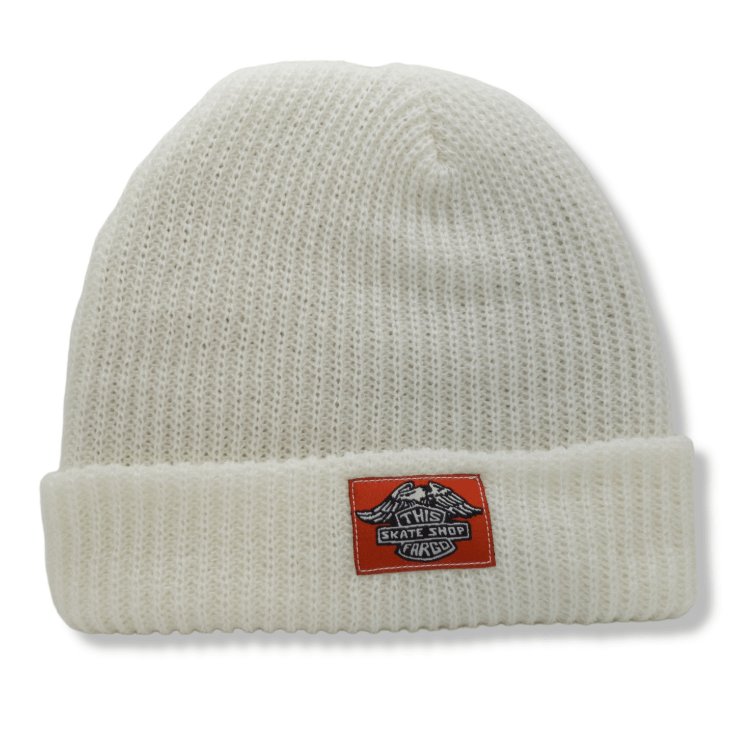 THIS Skateshop | Knit Beanie - Natural / Dirty Bird Patch