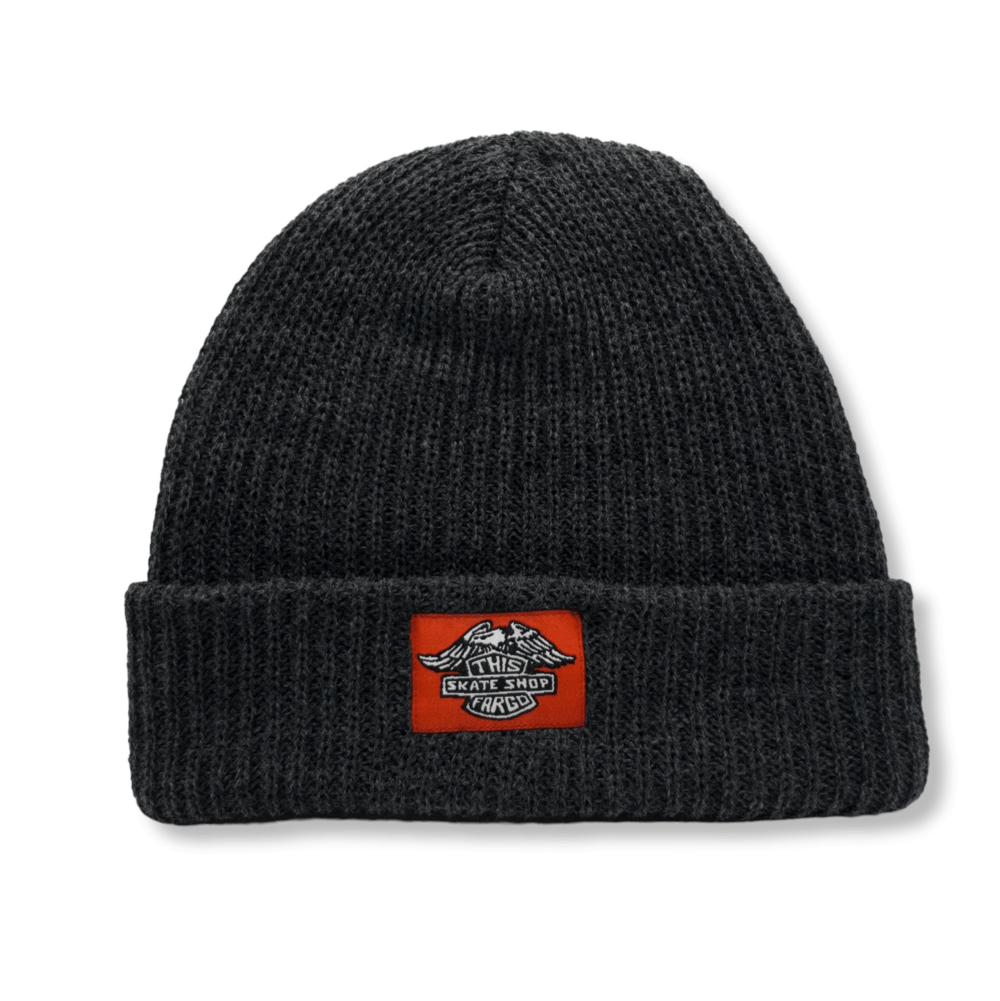 THIS Skateshop | Knit Beanie - Dark Heather Grey/Dirty Bird Patch
