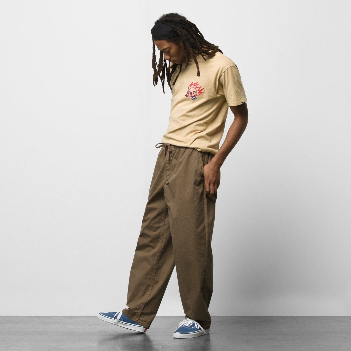Vans | Range Baggy Tapered Pant - Elastic Waist Drawstring - Canteen