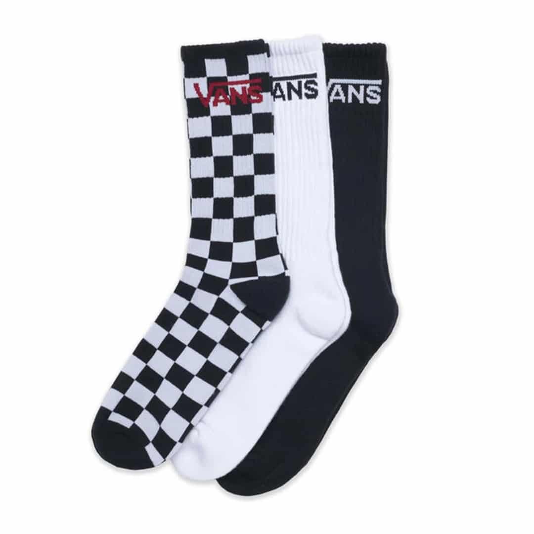 Vans | Classic Crew 3 Pack Socks - Black/White/Checks (9.5-13)
