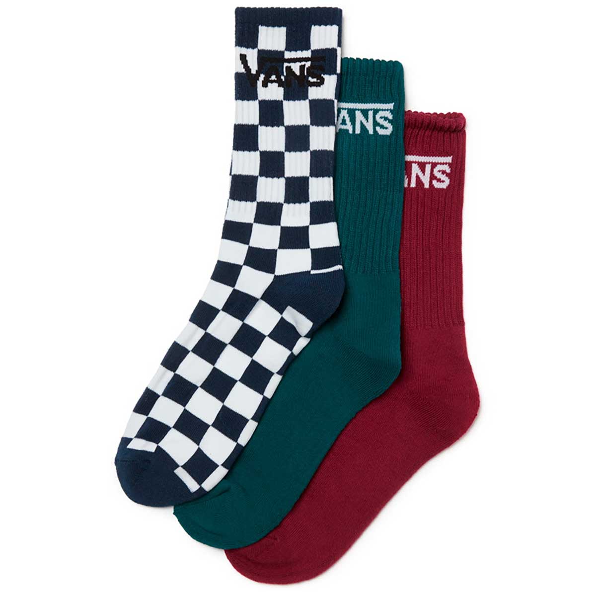 Vans | Classic Crew 3 Pack Socks - Teal/Maroon/Navy Check (9.5 - 13)