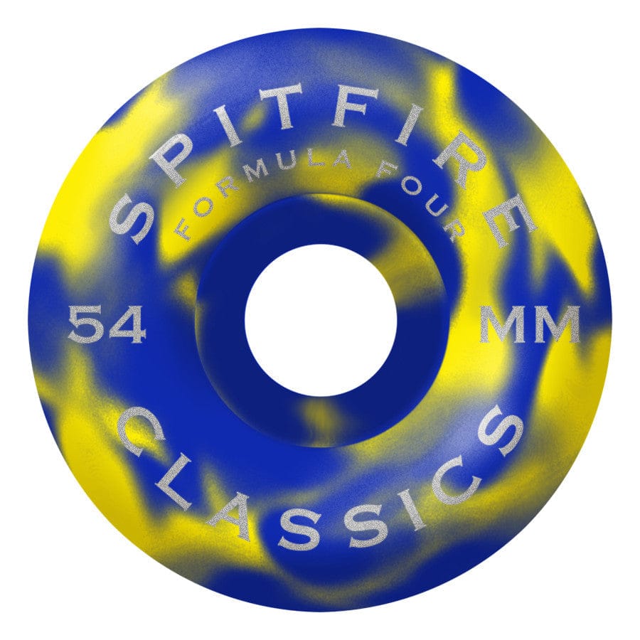 Spitfire | 54mm/99a Forumula Four - Blue/Yellow Swirl Classic Shape
