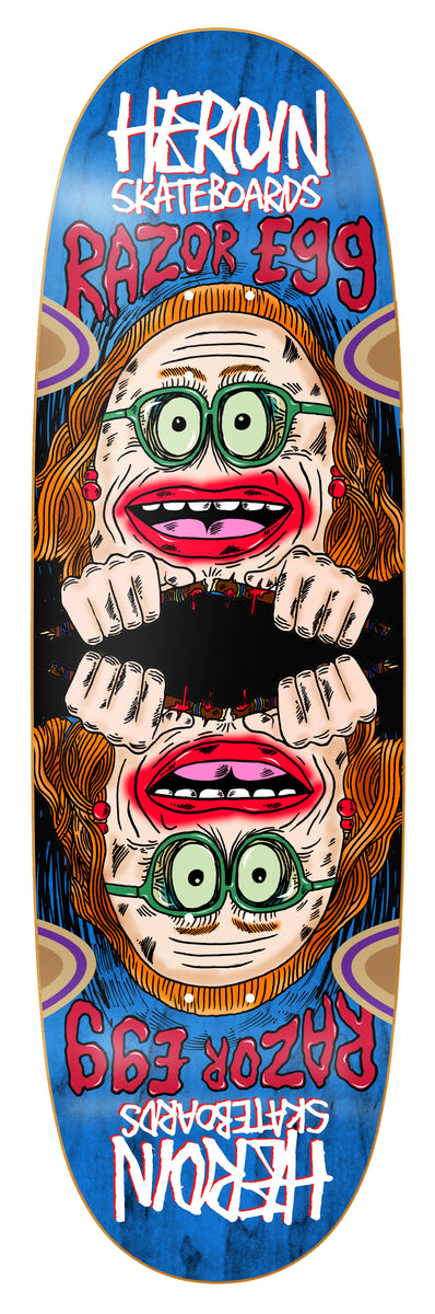 Heroin | 9.75" Auntie Razoregg Symmetrical Skateboard Deck (Various Wood Colors)