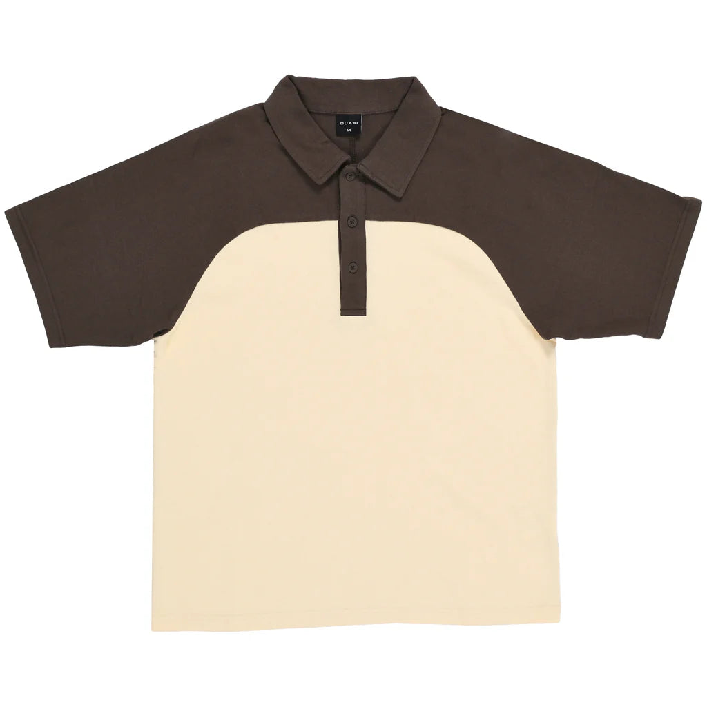 Quasi | Leslie Raglan Polo Tee - Earth Brown