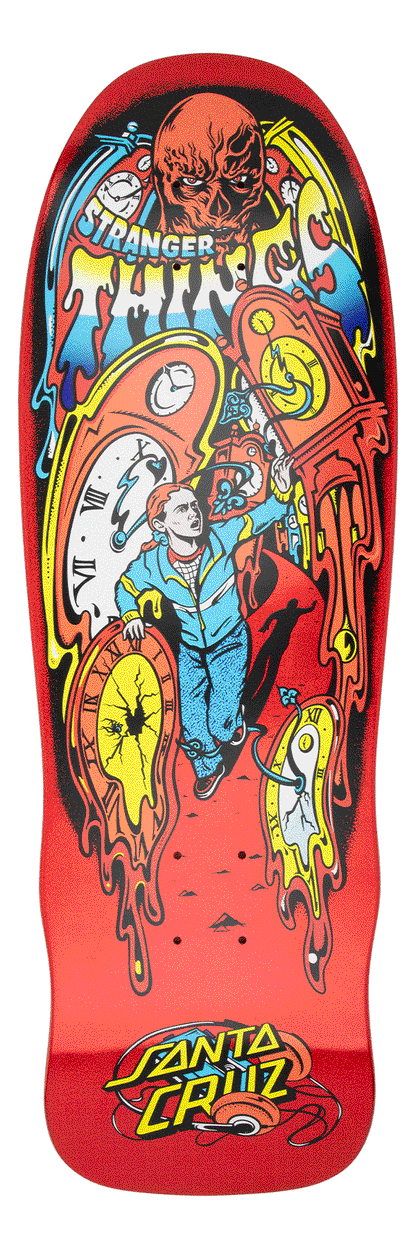 Santa Cruz | 9.7" Stranger Things Grabke Max Melting Clock Deck (GLOW IN THE DARK)