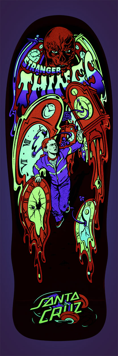Santa Cruz | 9.7" Stranger Things Grabke Max Melting Clock Deck (GLOW IN THE DARK)