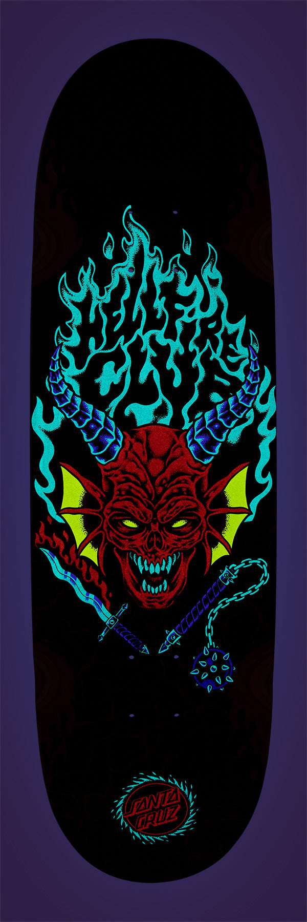 Santa Cruz | 9.0" Stranger Things Hellfire Club Flames Deck (GLOW IN THE DARK)