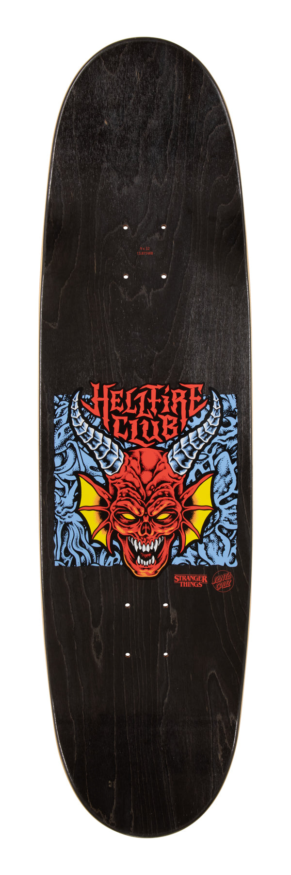 Santa Cruz | 9.0" Stranger Things Hellfire Club Flames Deck (GLOW IN THE DARK)