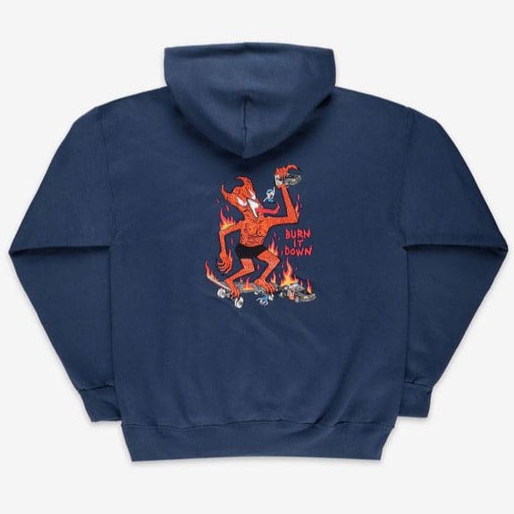 Thrasher | Burn It Down Pullover Sweatshirt - Navy Blue