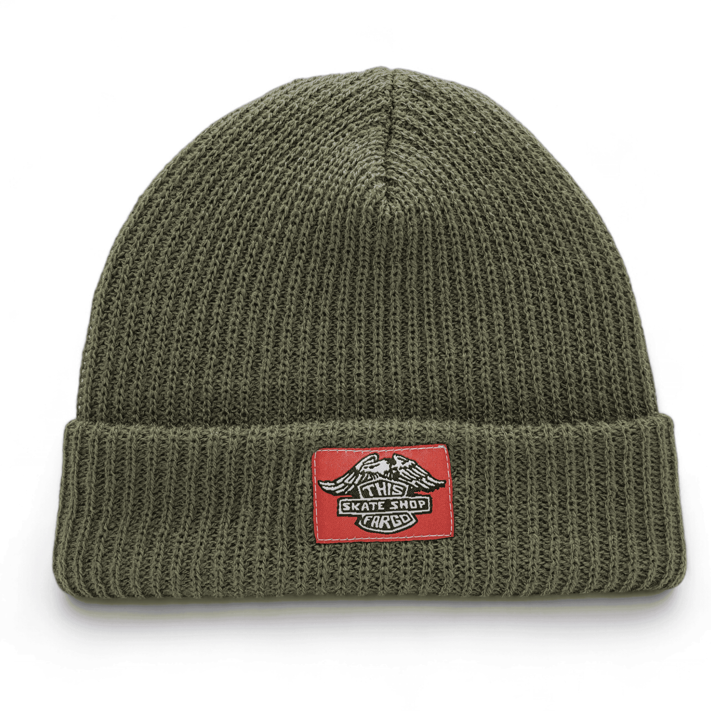 THIS Skateshop | Knit Beanie - Army / Dirty Bird Patch