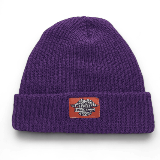 THIS Skateshop | Knit Beanie - Purple / Dirty Bird Patch