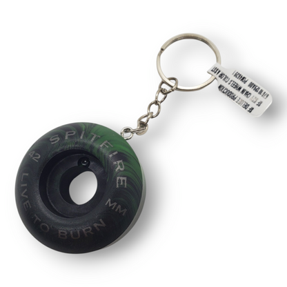Spitfire | Wheel Keychain - Swirl Black/Green